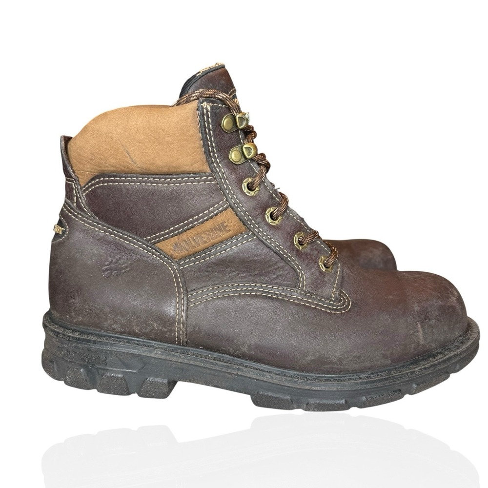 Wolverine Multishox Leather Work Boots 04428 Size 8.5‎ Brown Lace-Up Made In USA